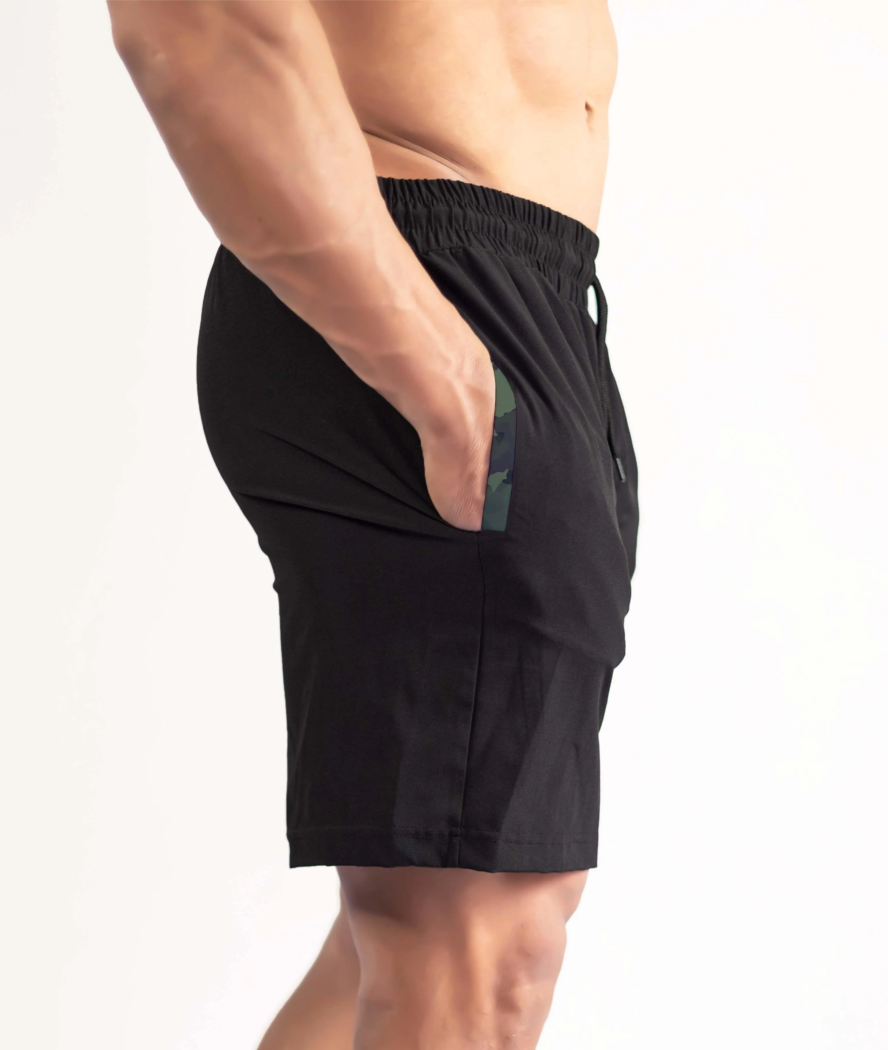 2-in-1 Compression Shorts with phone pocket: Military Camo