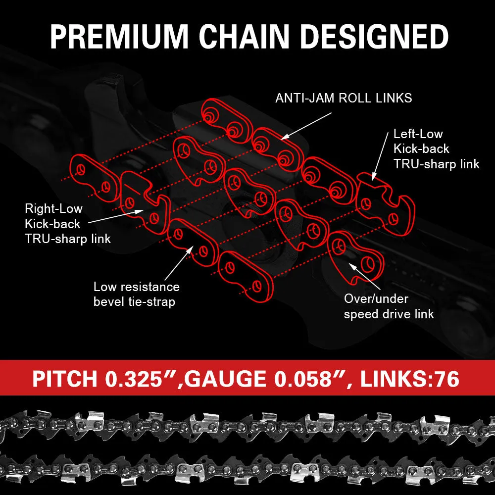 20'' Steel Chainsaw Bar & Chain, .325” Pitch 76 Links - X-BULL