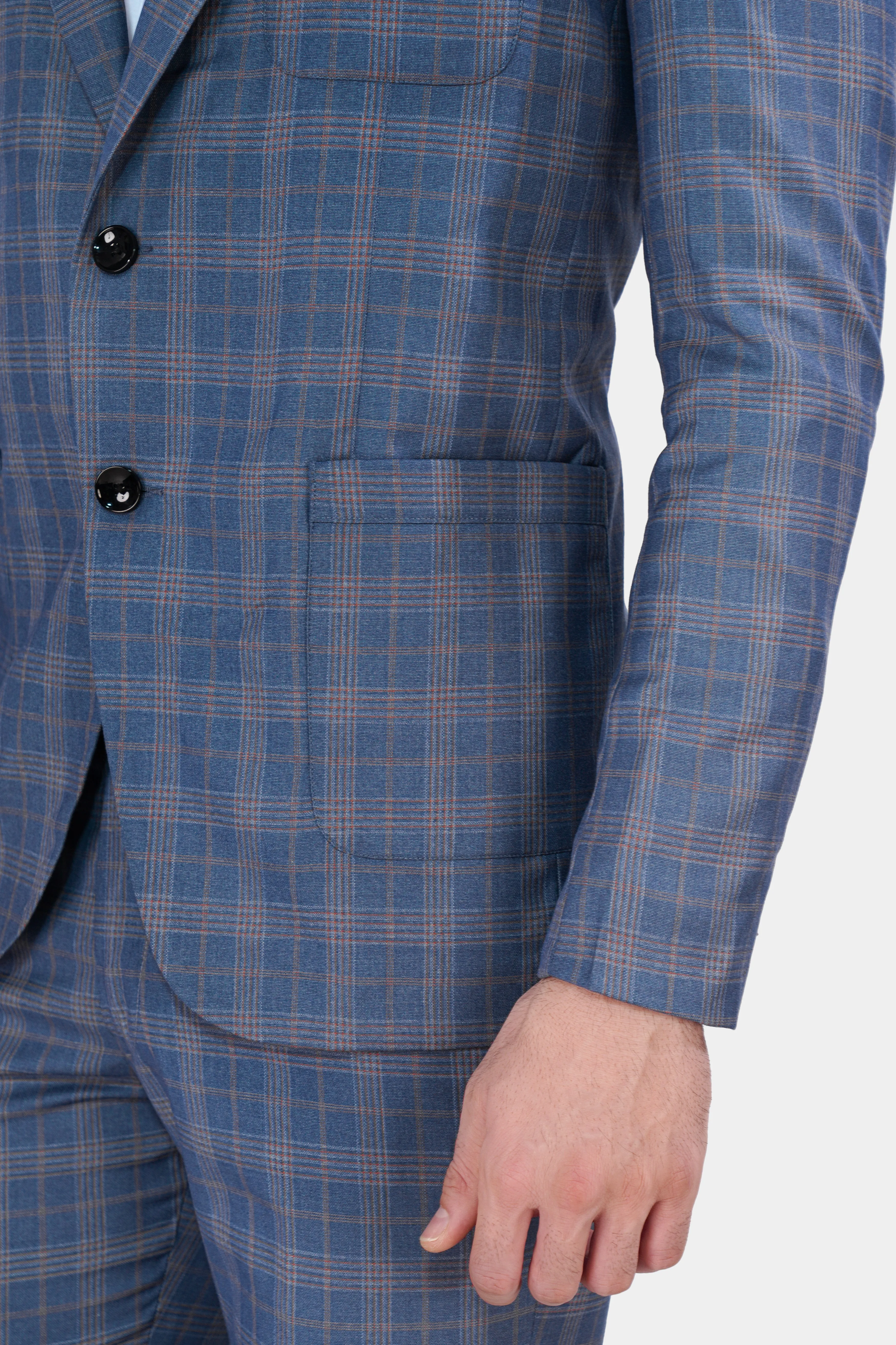 Alaskan Blue and Nevada Brown Plaid Wool Rich Designer Suit