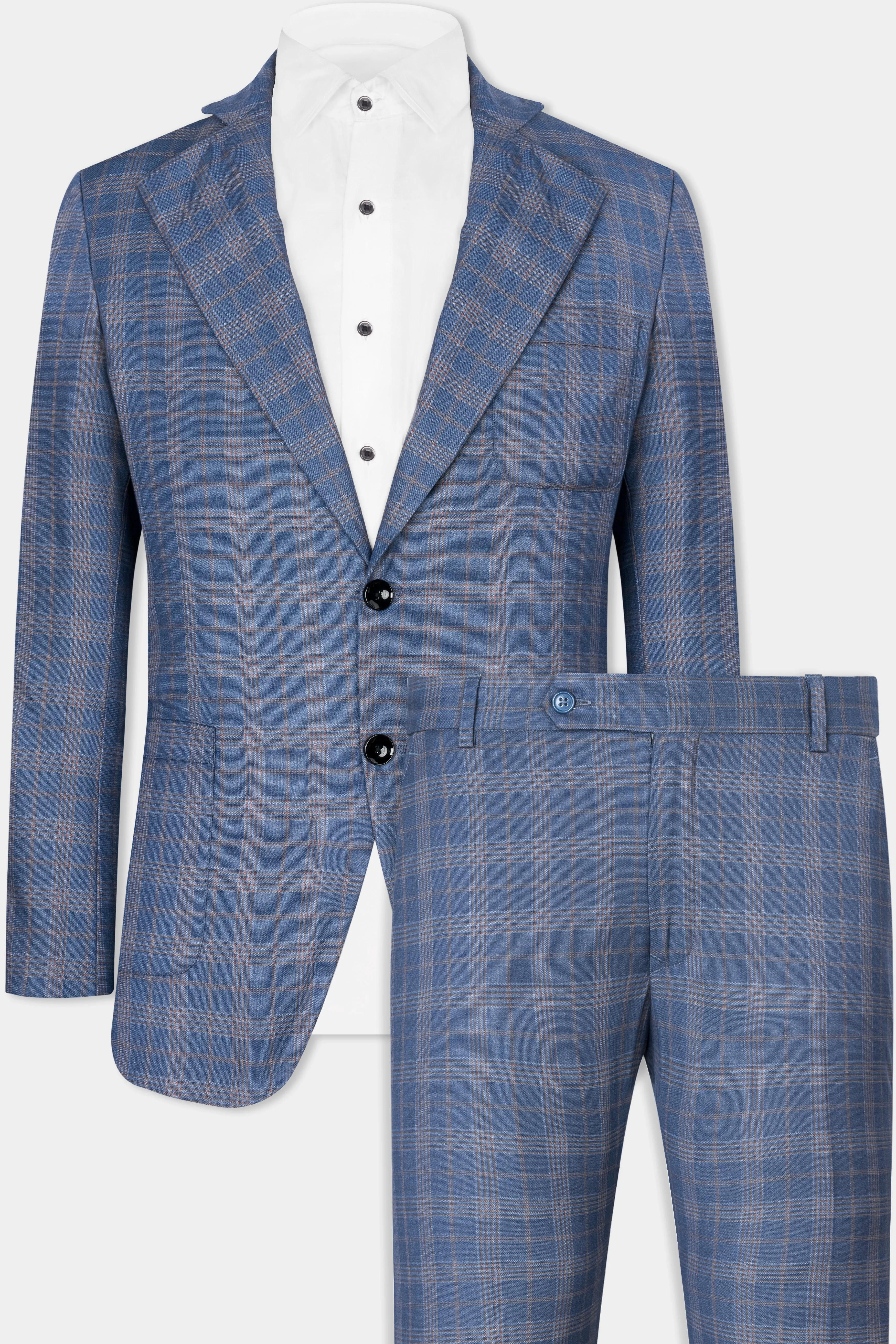 Alaskan Blue and Nevada Brown Plaid Wool Rich Designer Suit