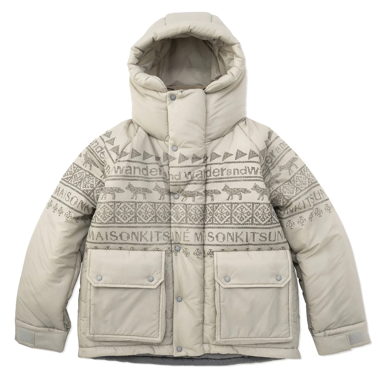 And Wander x Maison Kitsune Nordic Border Insulation Jacket Beige