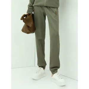 Athletic Green Sweater Pants with Zip Pocket Details