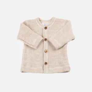 Baby & Kids Merino Wool Heavy Rib Cardigan - Oatmeal