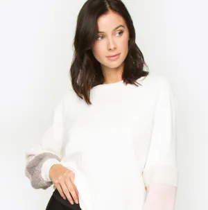 Belle Fur Trim Top - White