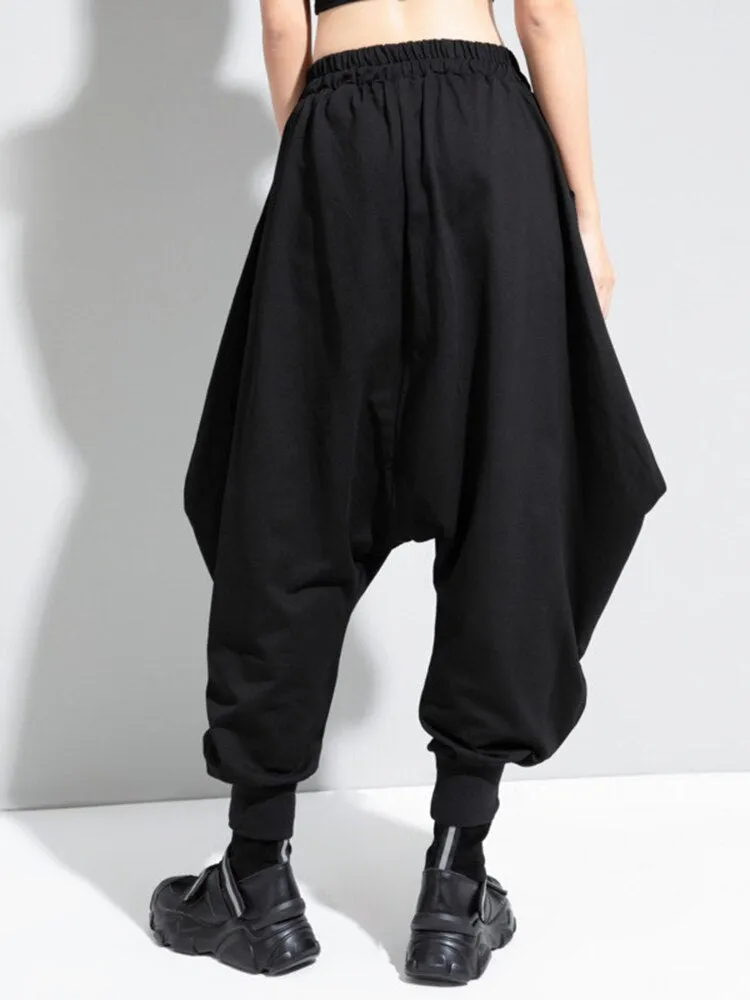 Black Brief Long Harem Trousers