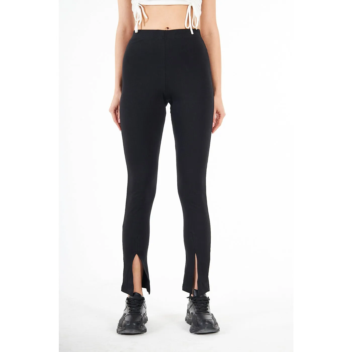 Black Split Hem Leggings