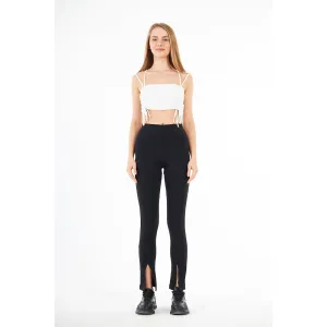 Black Split Hem Leggings