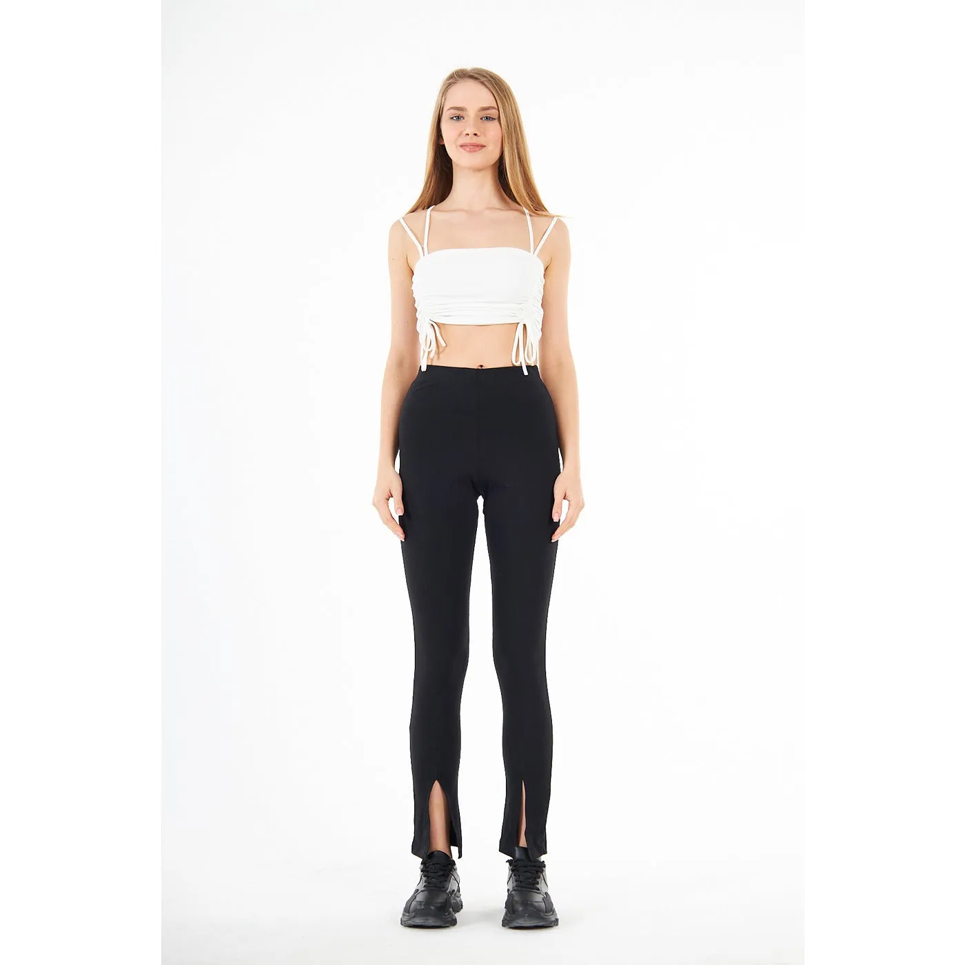 Black Split Hem Leggings