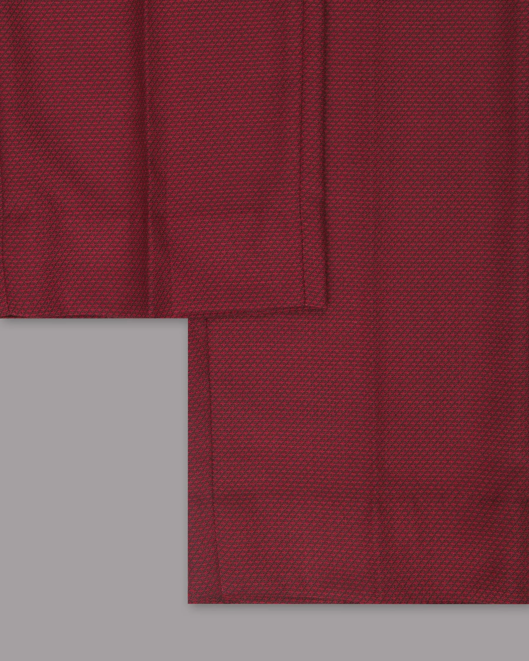 Brick Red Subtle Diamond Textured Cross Placket Bandhgala/Mandarin Suit