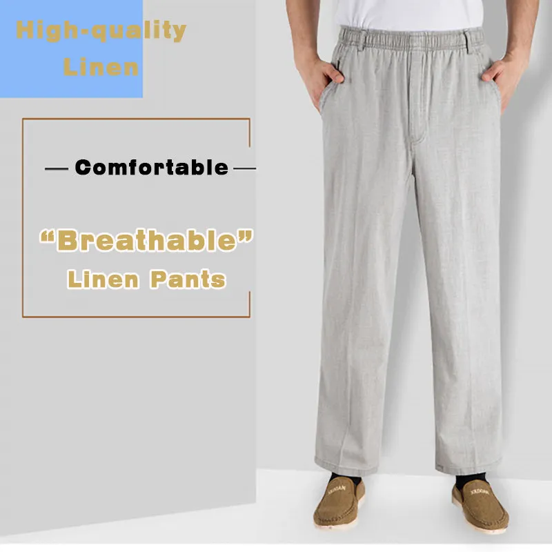 Comfortable High Waist Straight Casual Linen Trousers