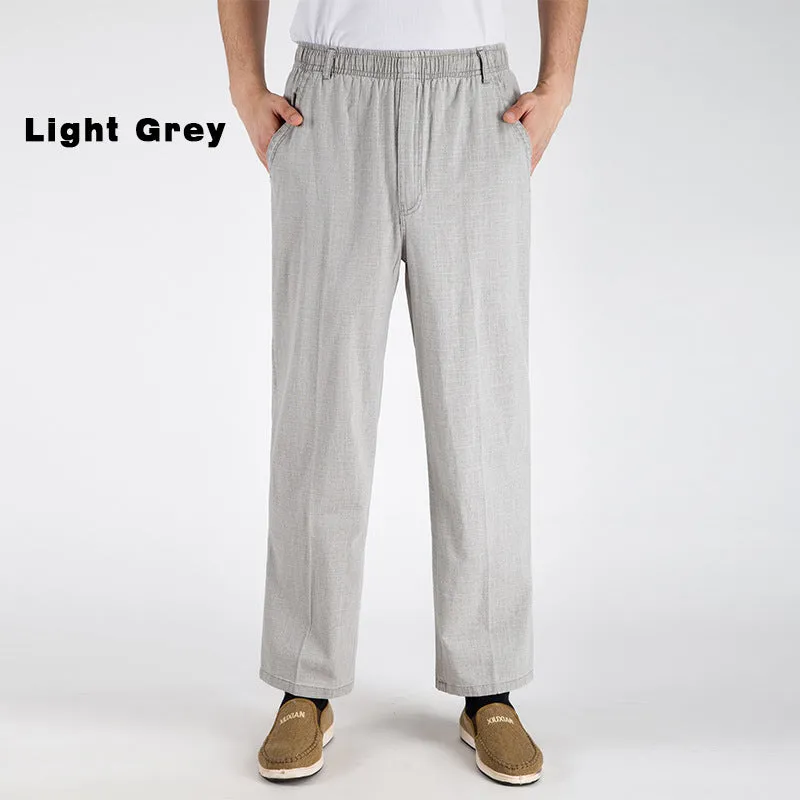 Comfortable High Waist Straight Casual Linen Trousers