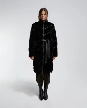 Contrast faux fur coat