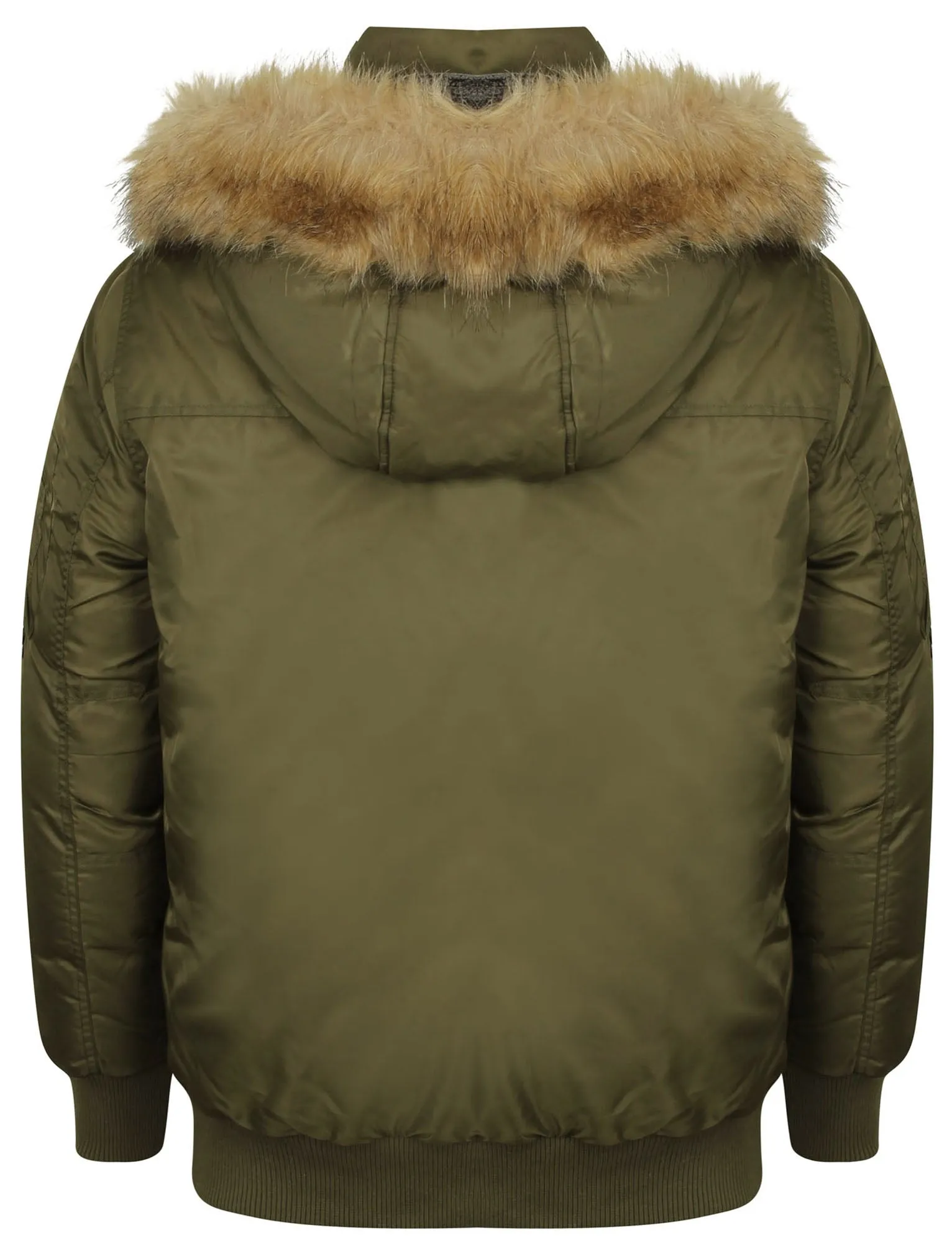 Creswick Padded Coat with Detachable Faux Fur Hood in Khaki - Tokyo Laundry