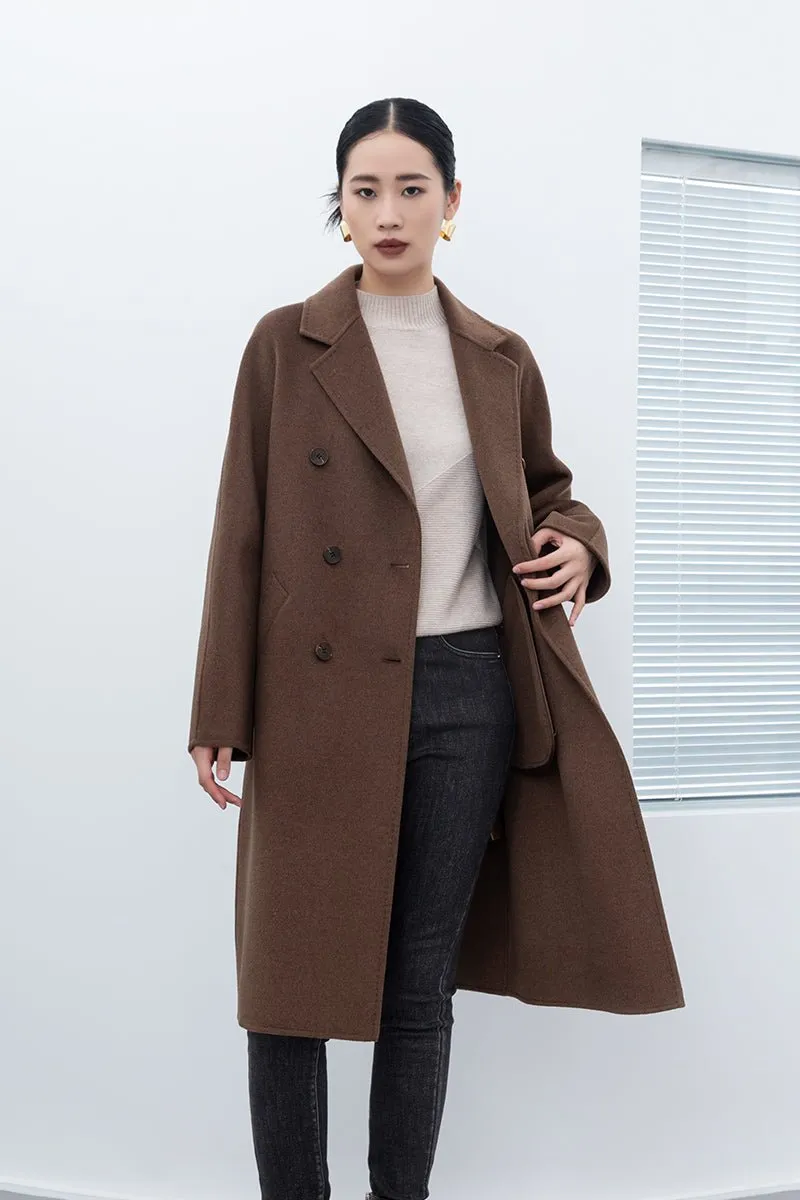 Dark Brown Long Wool Trench Coat