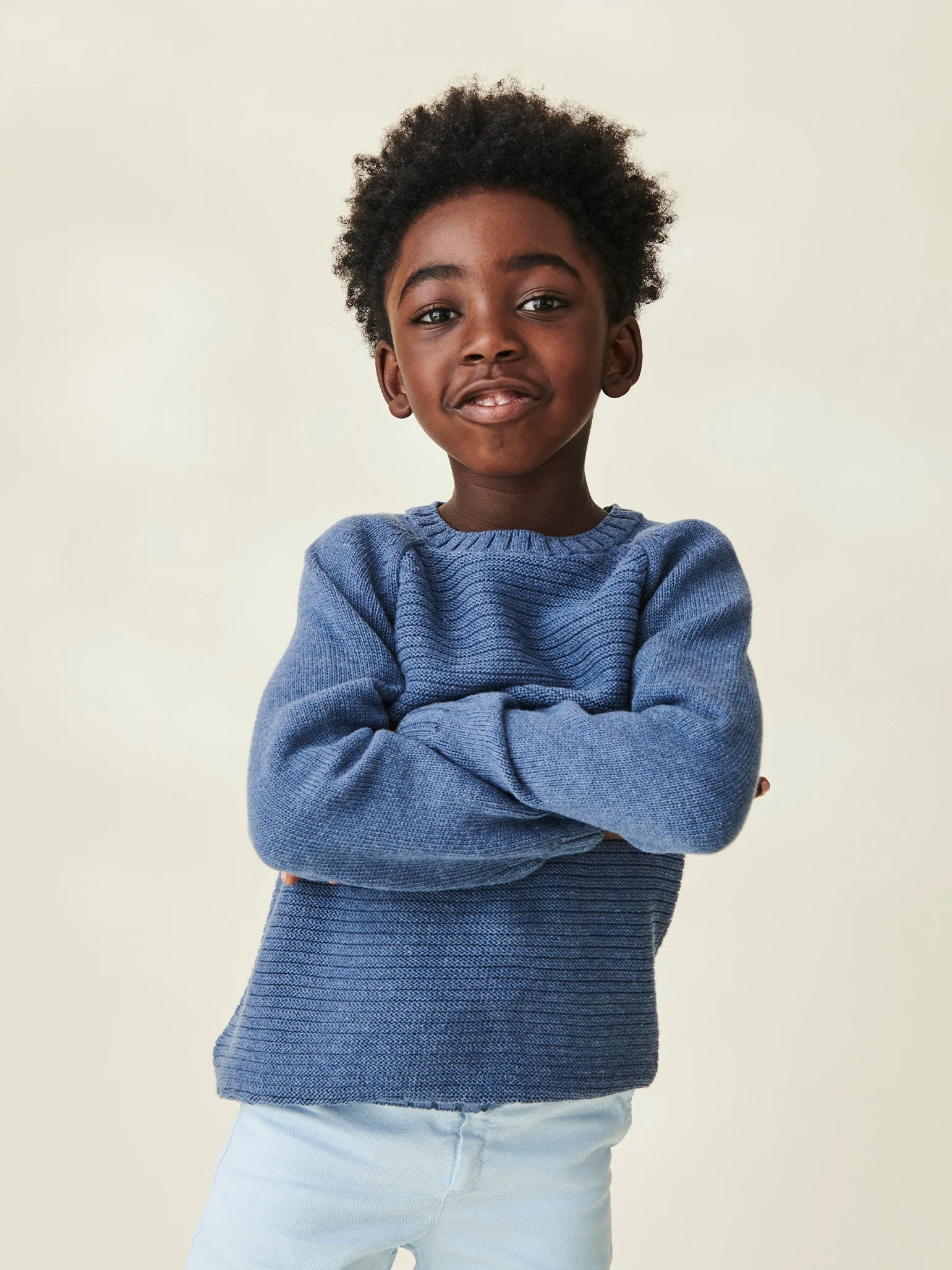 Dusty Blue Lorca Boy Cotton Jumper