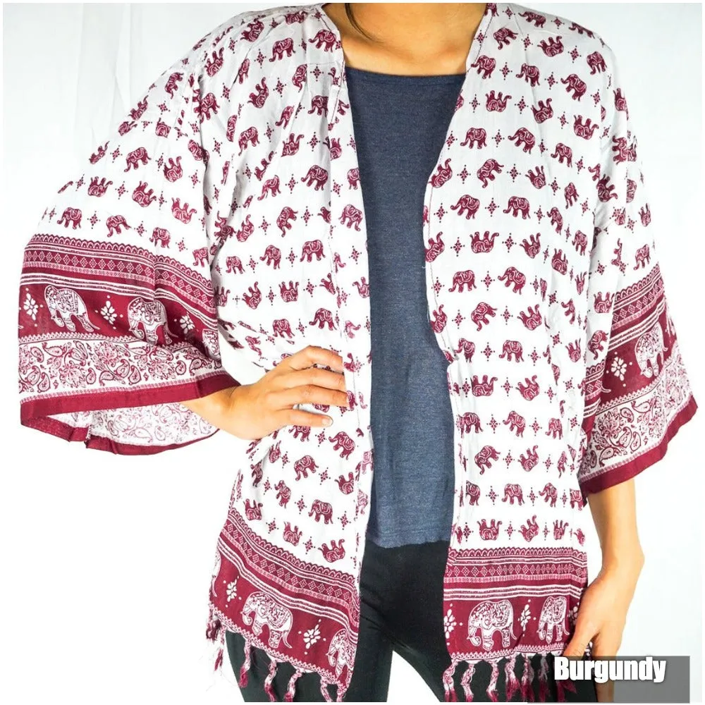 Elephant Tribal Boho Kimono Cover Up