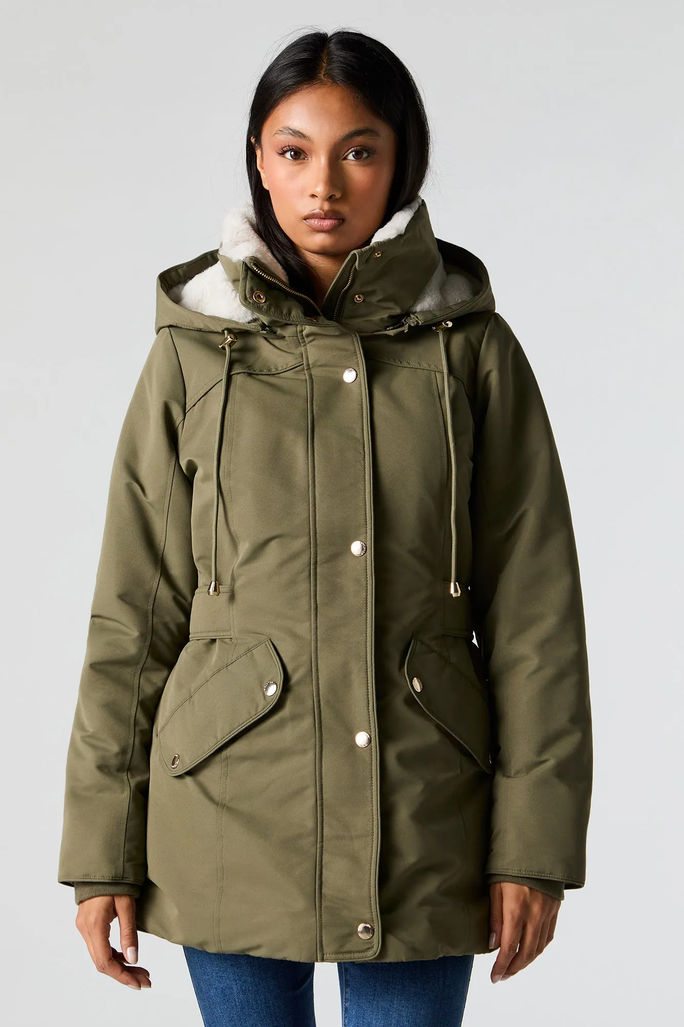 Faux Fur Lined Hooded Parka