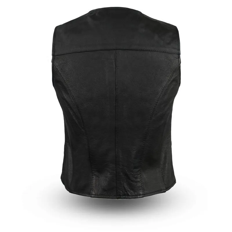 First Manufacturing FIL540ES Women's ‘Heiress’ Black Motorcycle Light Weight Leather Vest