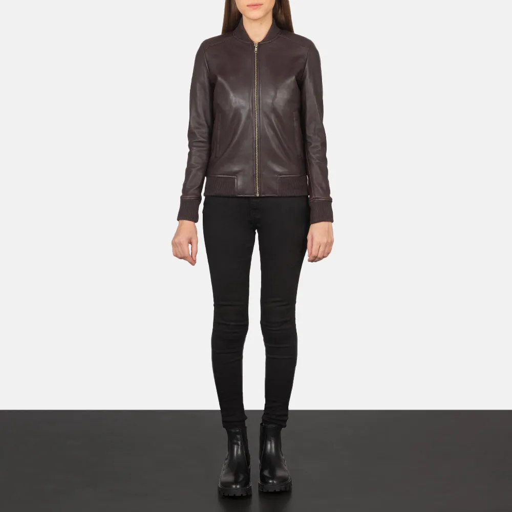 Genuine Black Leather Women's Bomber Jacket