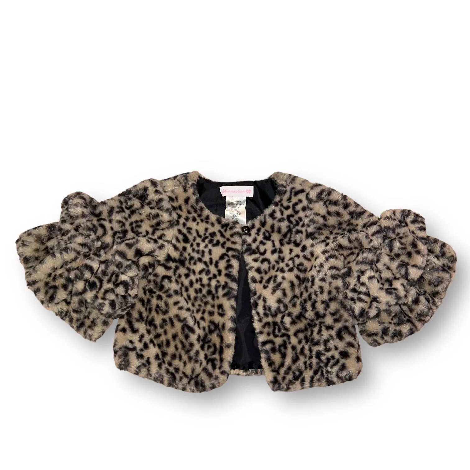 Girls Bonnie Jean Size 2T Faux Fur Leopard Print Dress Coat