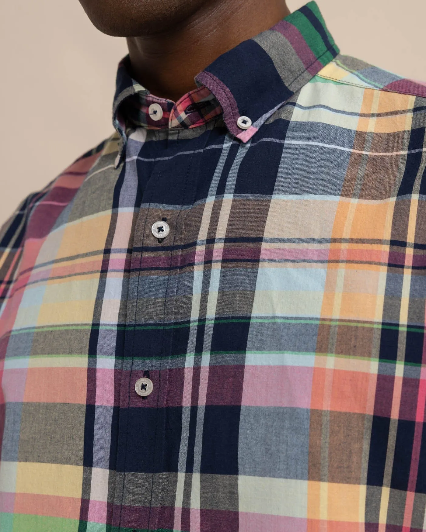 Harkers Island Madras Plaid Long Sleeve Sport Shirt