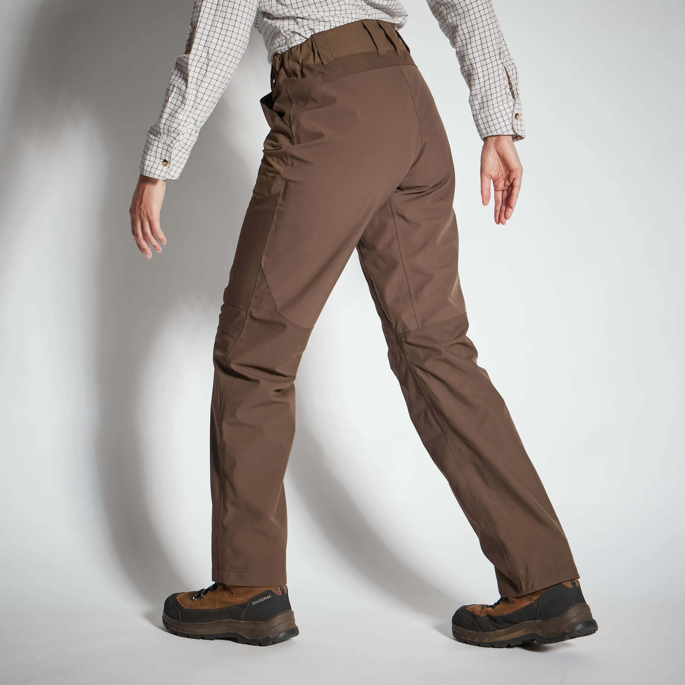 Hunting trousers / raincoats 500 women's brown SOLOGNAC, coffee brown