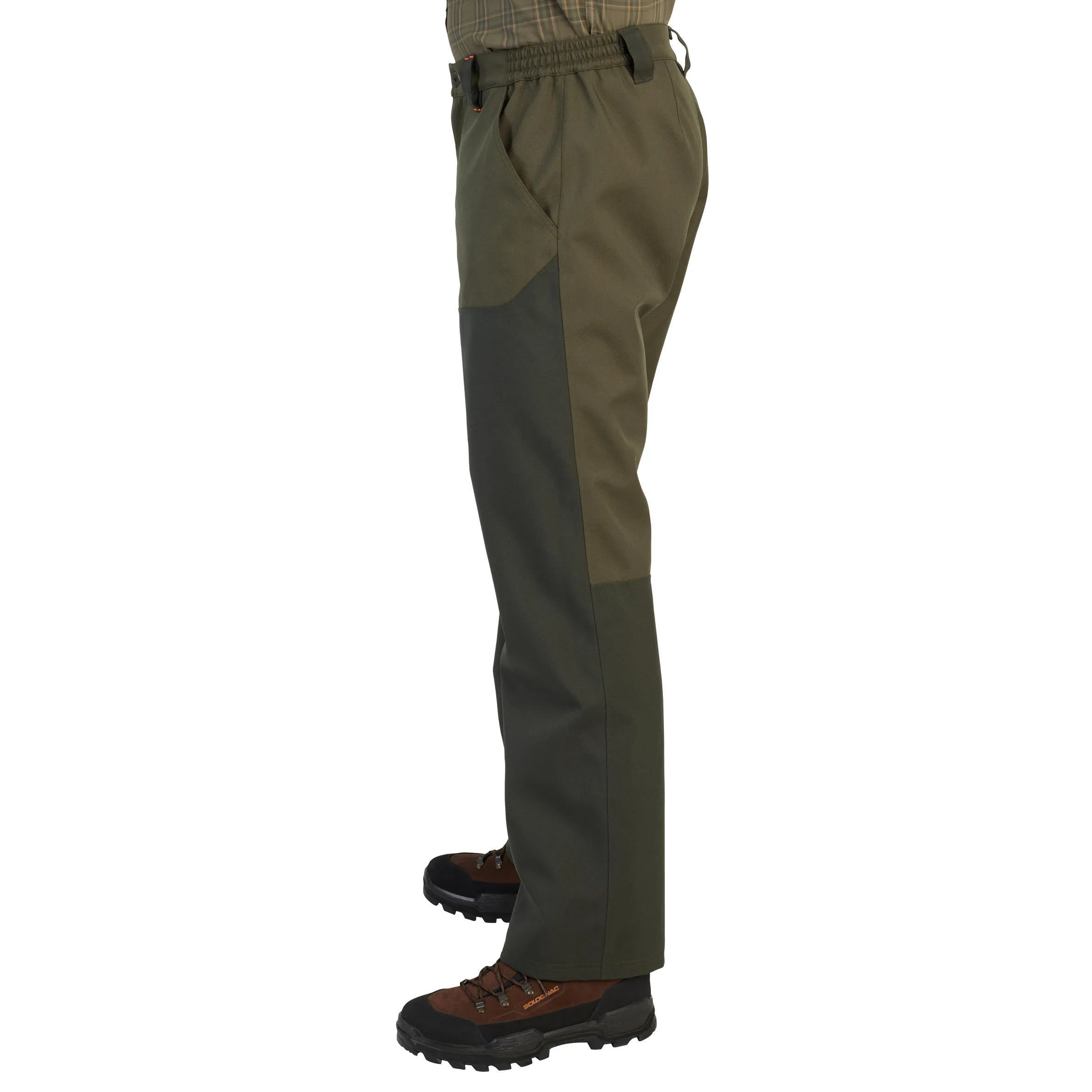 Hunting trousers SUPERTRACK 100 durable waterproof green SOLOGNAC dark green/dark khaki