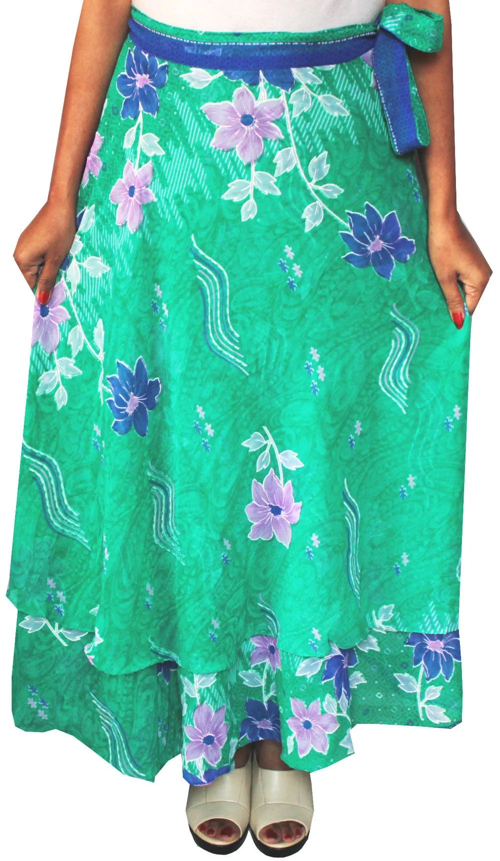 Indian Skirt Long Womens Wrap Around (Green)