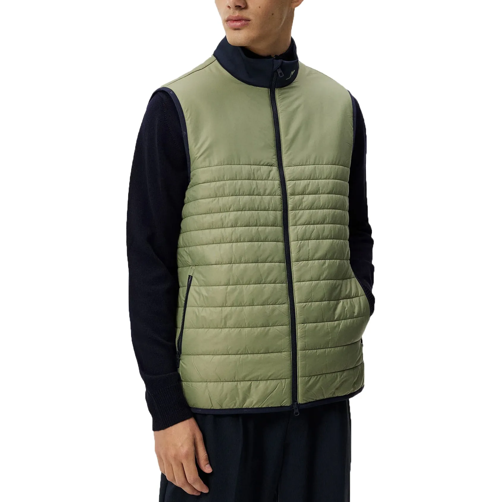 J.Lindeberg Martino Quilt Hybrid Golf Vest - Oil Green