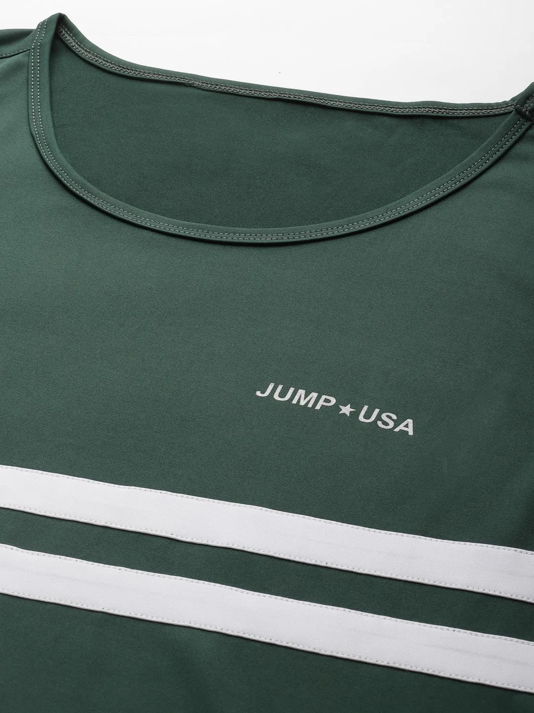 JUMP USA Men Green-White Rapid Dry Training Tank T-Shirt