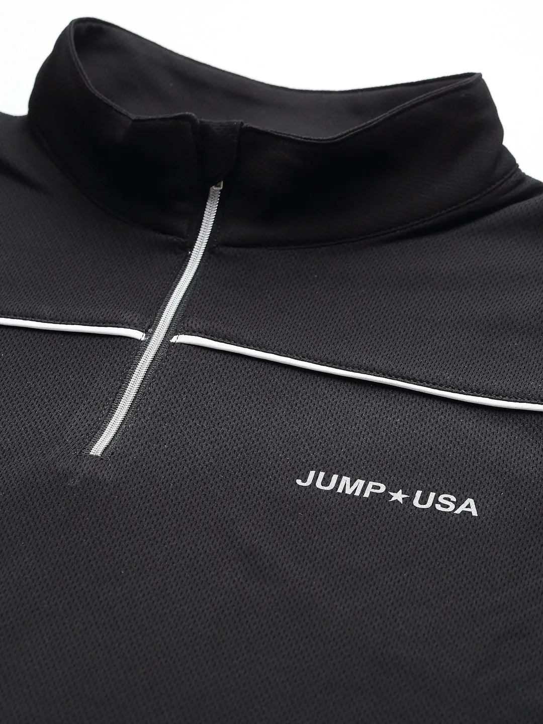 JUMP USA Outdoor Men Black Rapid-Dry Solid T-Shirts