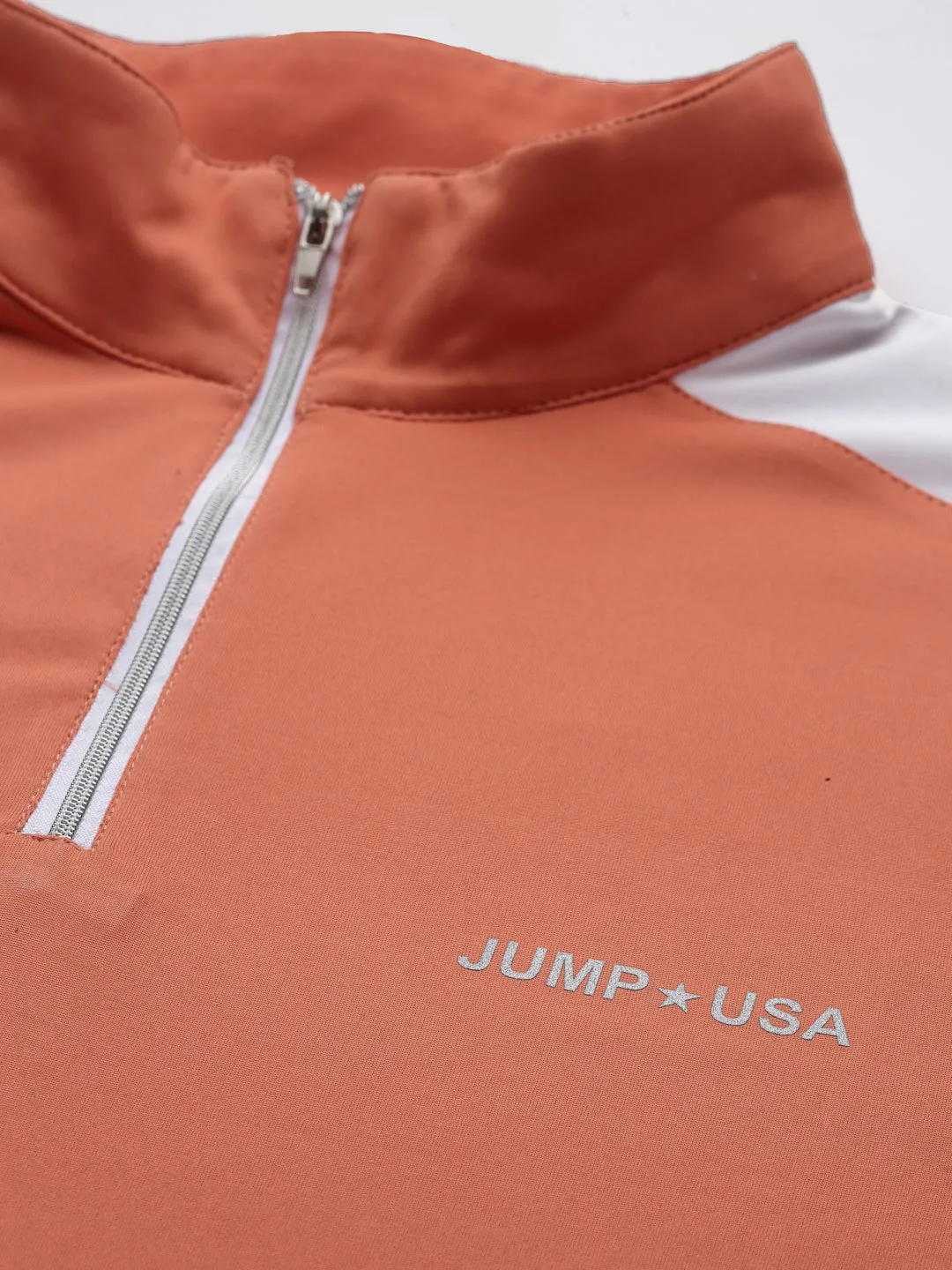 JUMP USA Outdoor Men Coral & White Rapid-Dry Solid T-Shirts