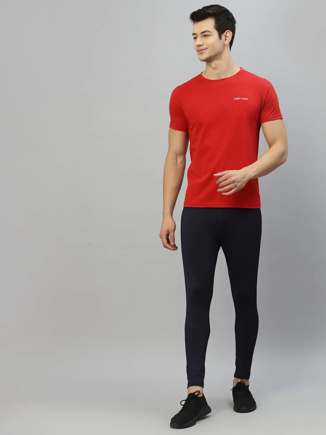 JUMP USA Ultralyte Men Red Pure Cotton Running Rapid Dry T-Shirt