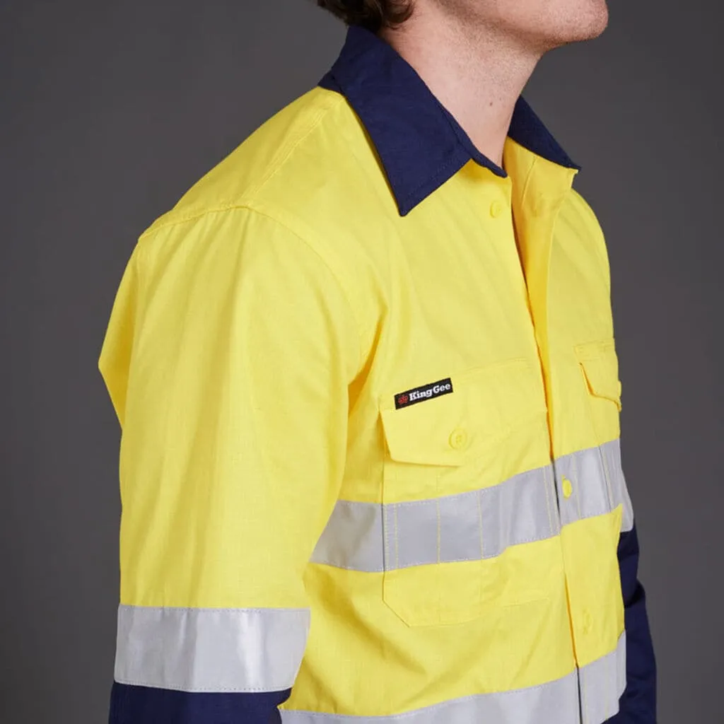 KingGee WorkCool 2 Hi Vis Reflective Long Sleeve Work Shirt K54880