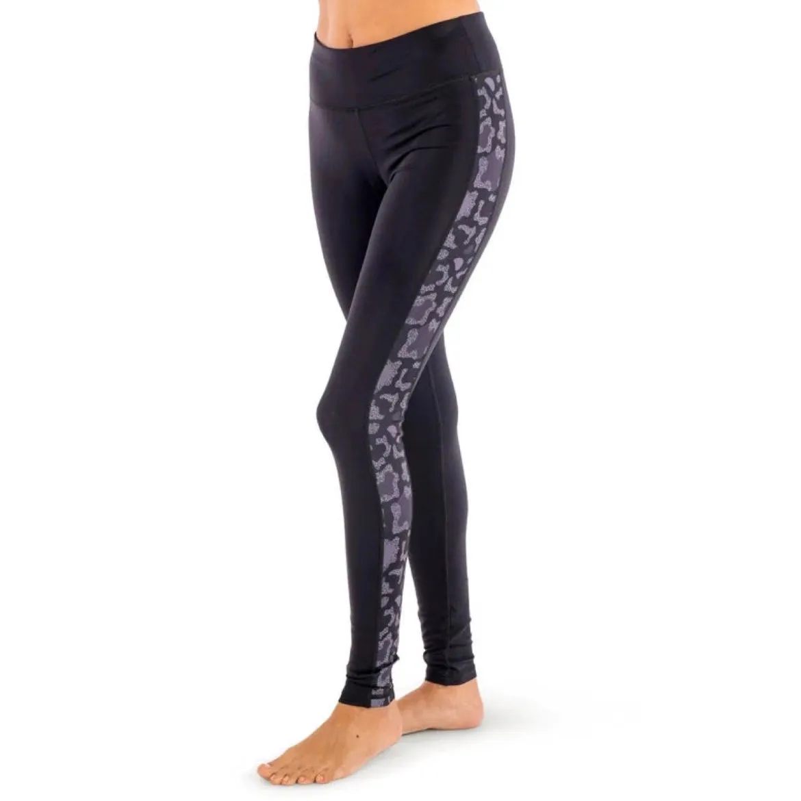 Ladies Tights Black Glitter Cheetah