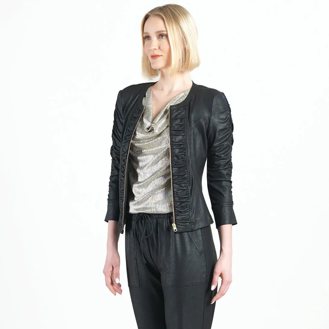 Liquid Leather™ Ruched Detail Jacket - Black