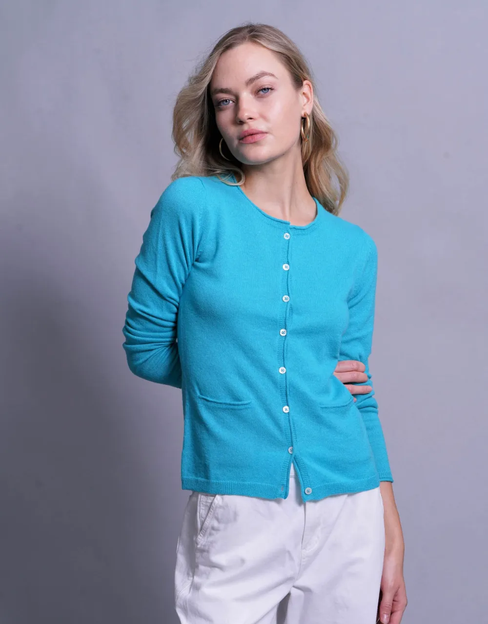 Luxe Lite Scoop Neck Cardigan in Dark Aqua