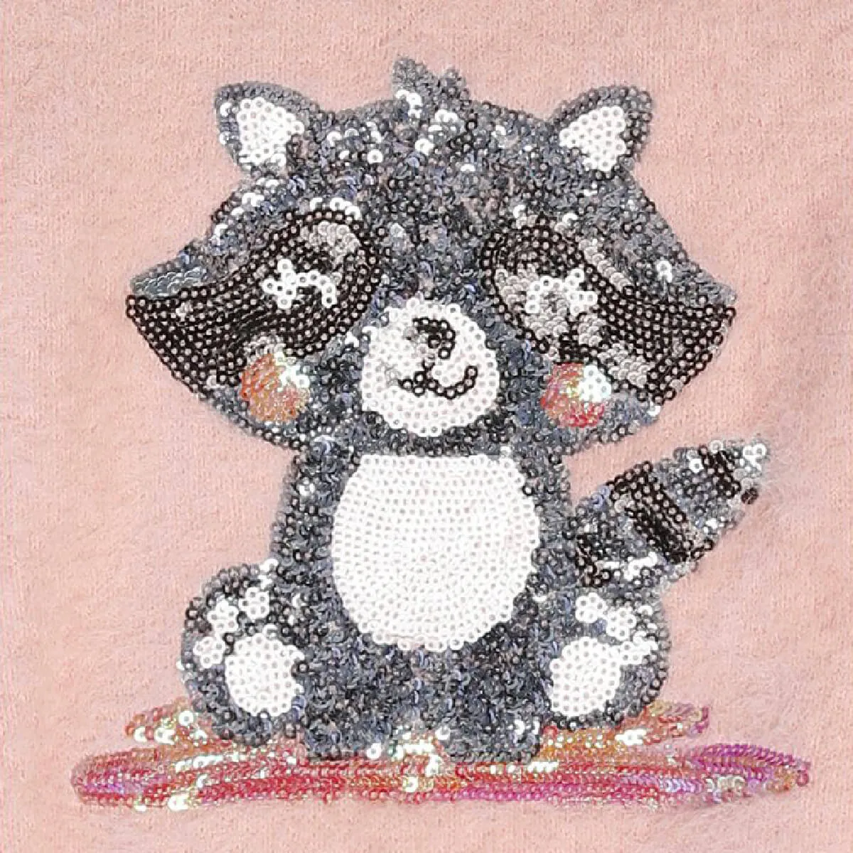 MC - Girls 'Dusty Pink' Racoon Sequin Sweater MC256