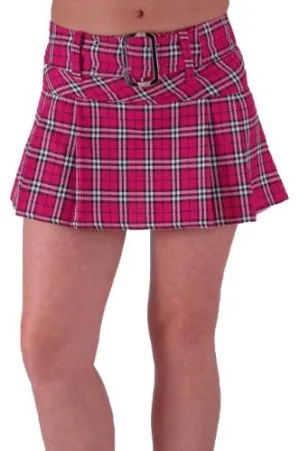 Megan Tartan Check Belted Mini Skirt