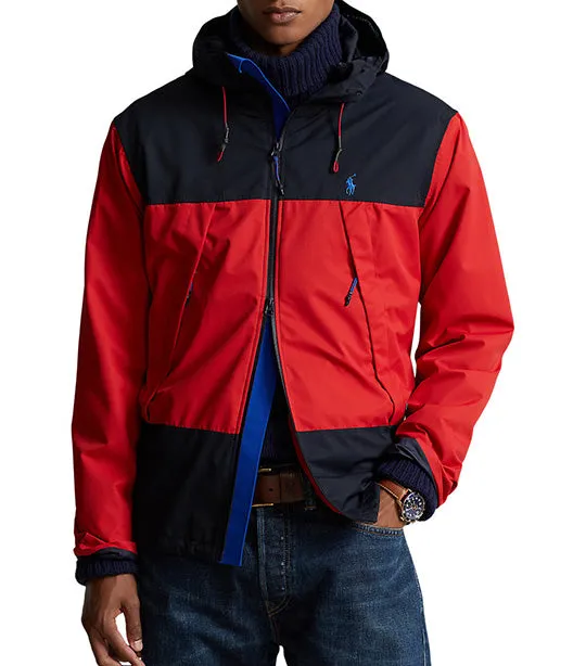 Men's Water-Resistant Color-Blocked Jacket Red/Newport Navy