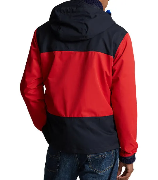 Men's Water-Resistant Color-Blocked Jacket Red/Newport Navy