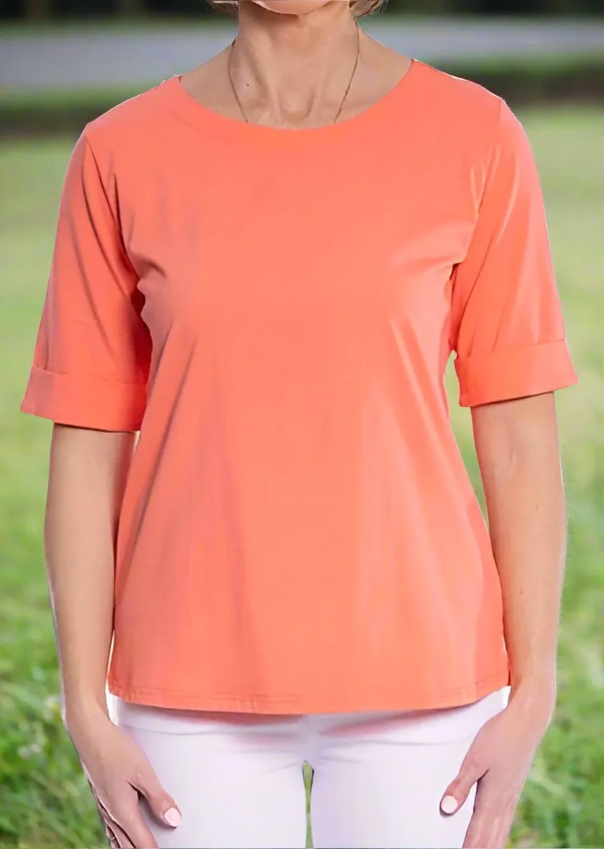 Mid Sleeve Tee by Café Latte - Peach