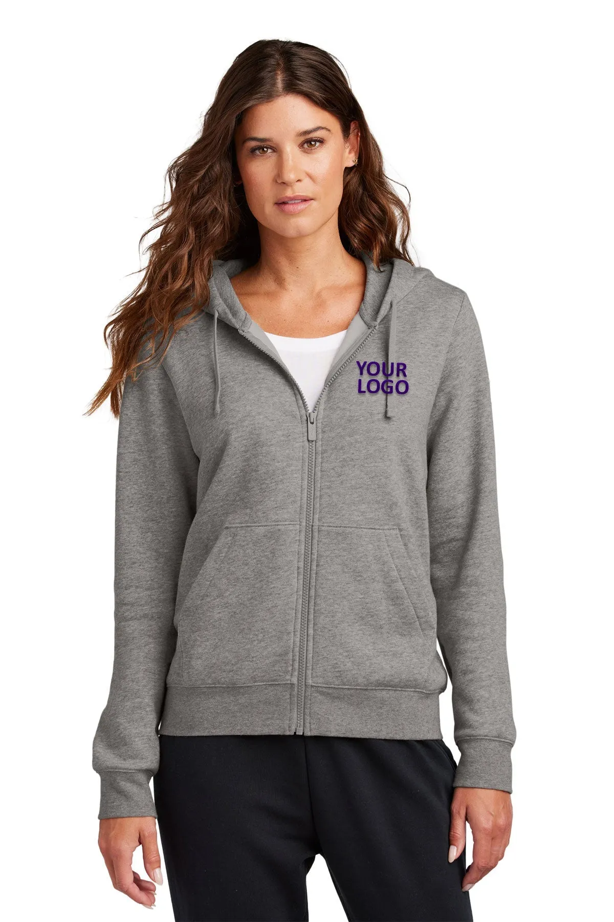 Nike Ladies Club Fleece Full-Zip Custom Hoodies, Charcoal Heather