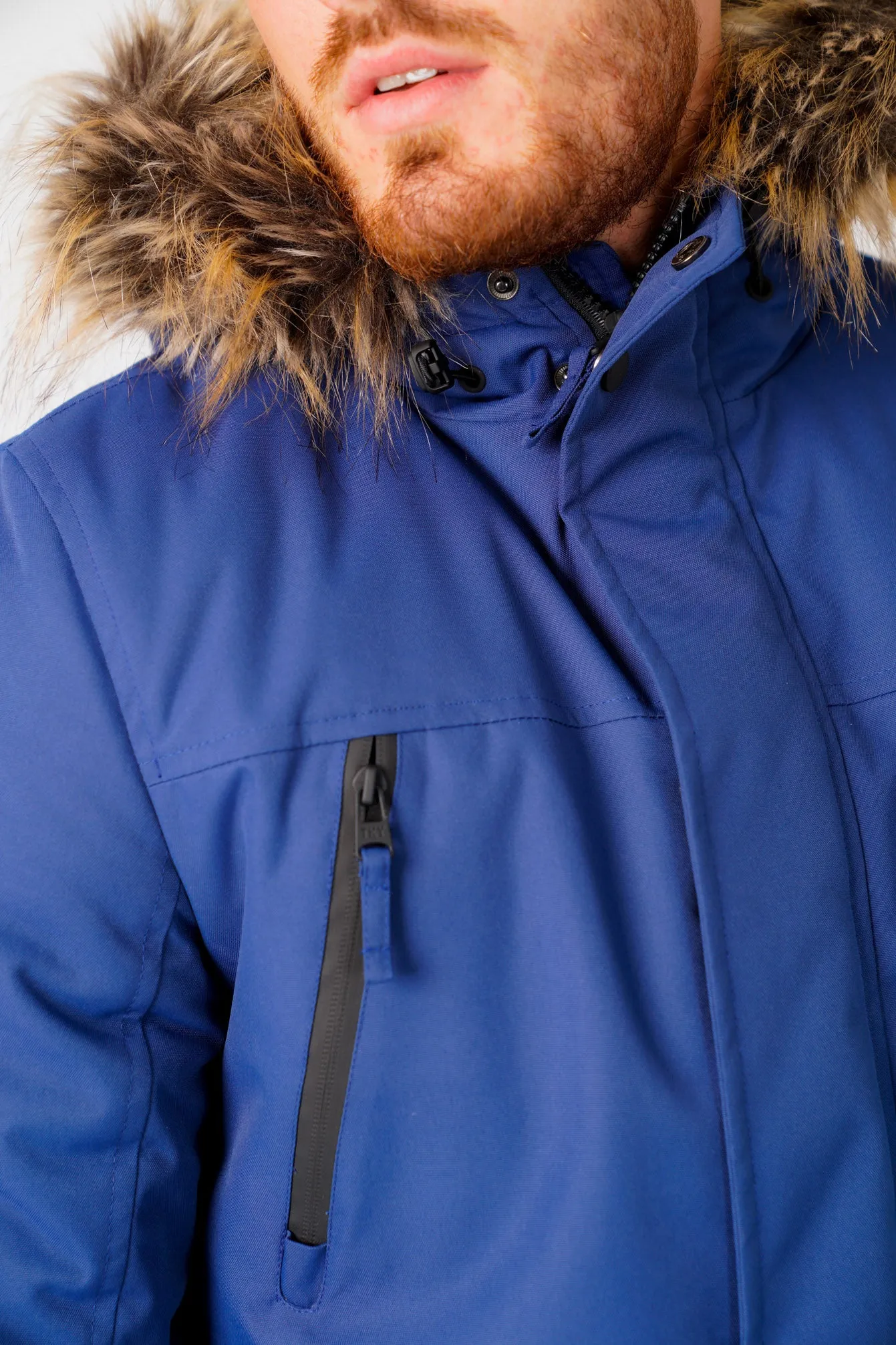 Nolte Utility Parka Coat with Borg Lined Faux Fur Trim Hood in Medieval Blue - Tokyo Laundry