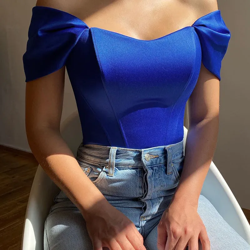 Off-the-Shoulder Satin Bustier Tank Top