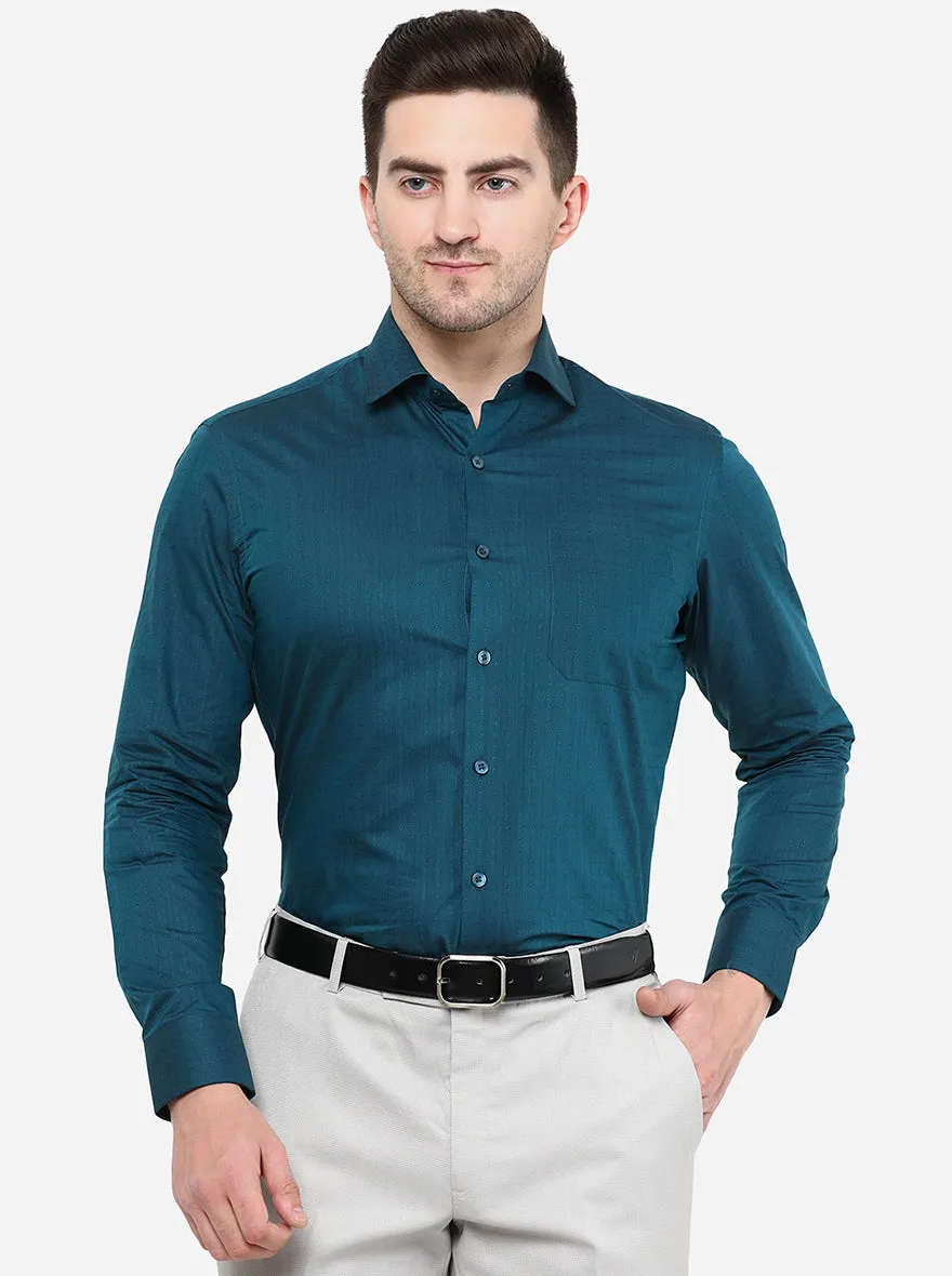 Pastel Blue Printed Slim Fit Formal Shirt | Greenfibre