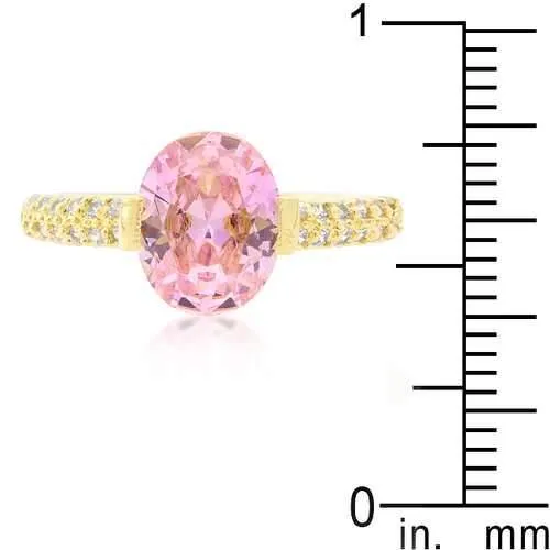 Pink Oval Cubic Zirconia Engagement Ring