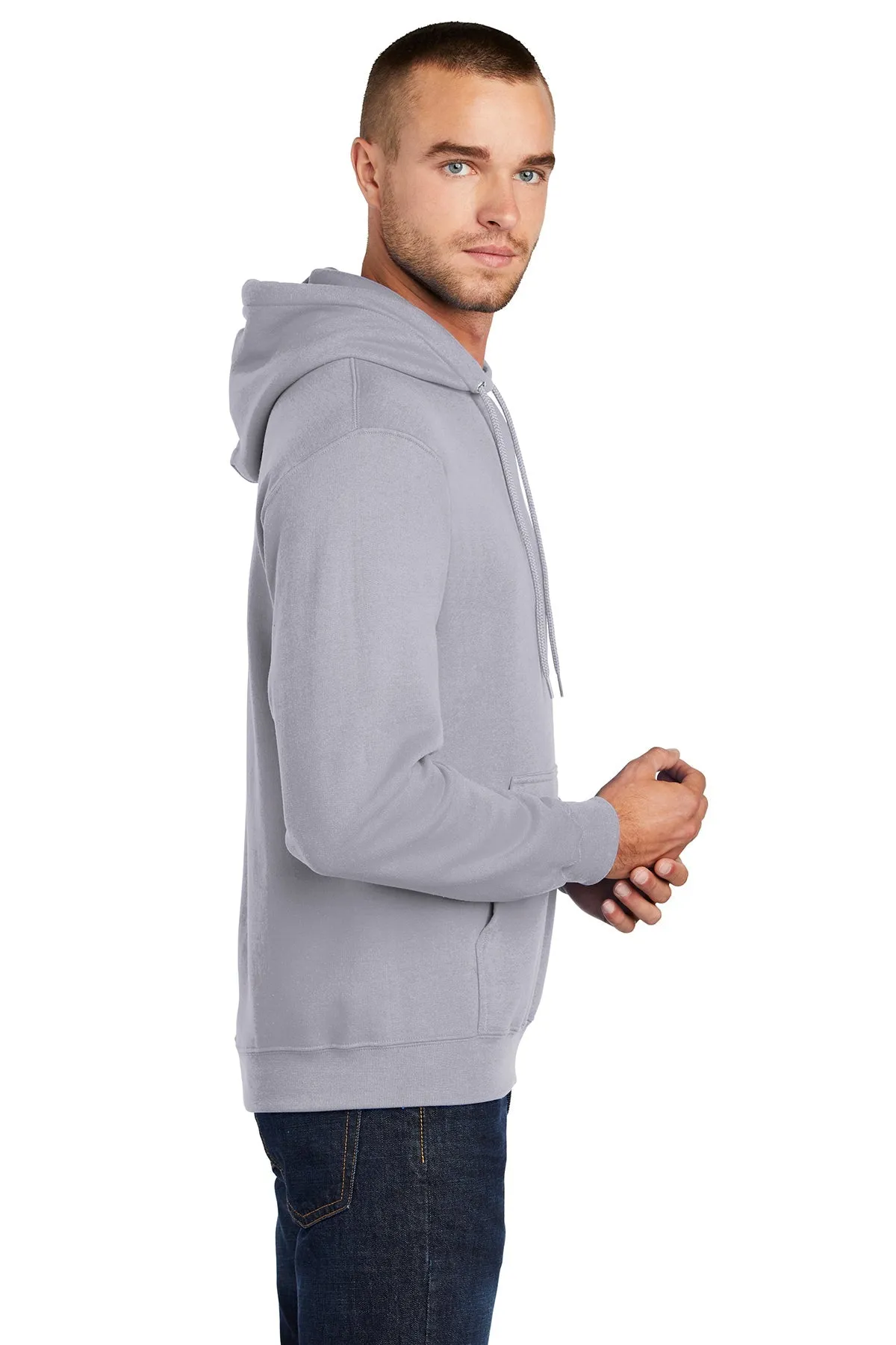 Port & Company Core Fleece Branded Hoodies, Silver