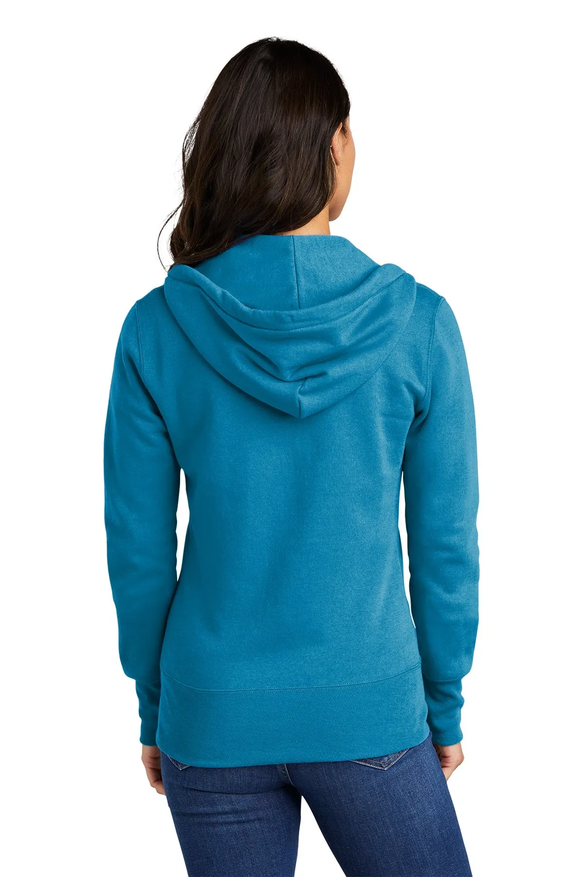 Port & Company Ladies Core Fleece Customized Zip Hoodies, Neon Blue