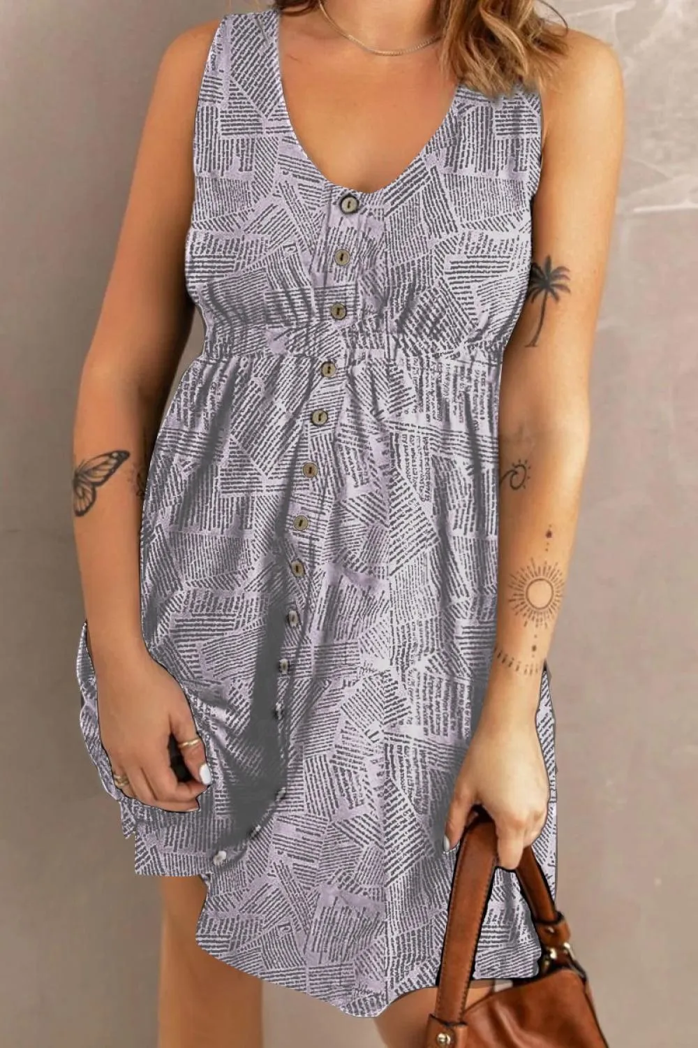 Printed Scoop Neck Sleeveless Dress